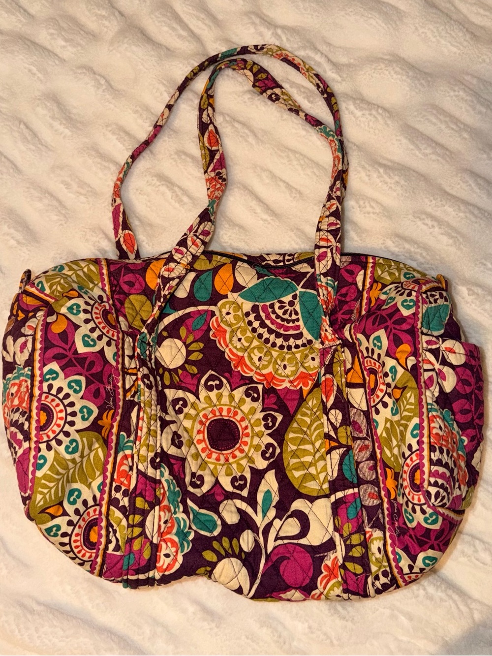 Vera Bradley Plum Crazy Cotton Duffle Bag